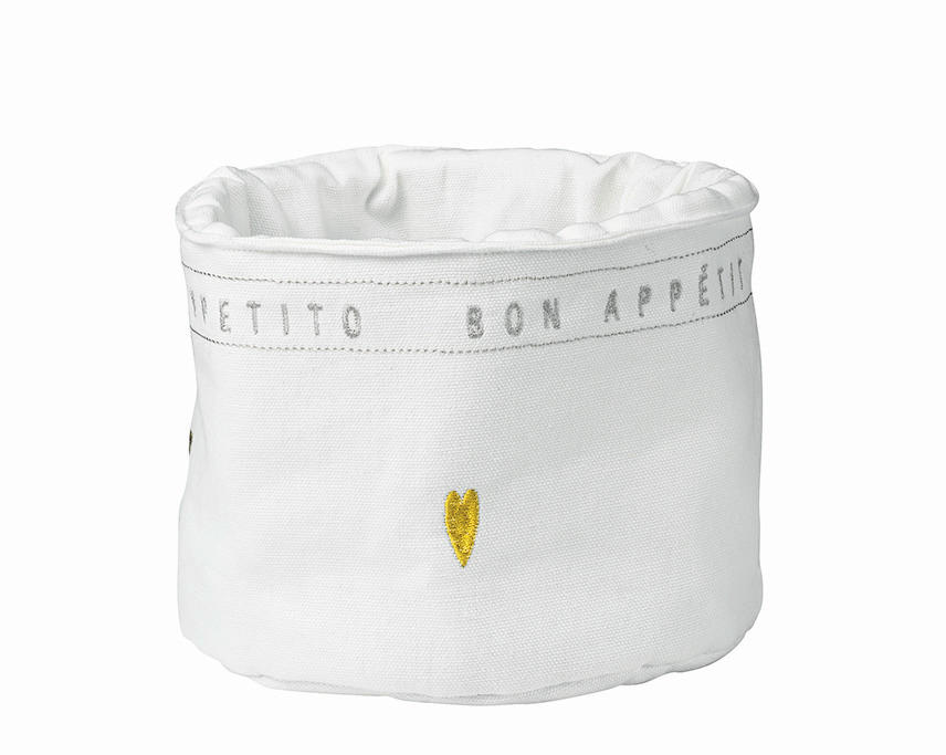 BROTKORB 17/12 cm  - Weiss/Goldfarben, Basics, Textil (17/12cm) - Räder