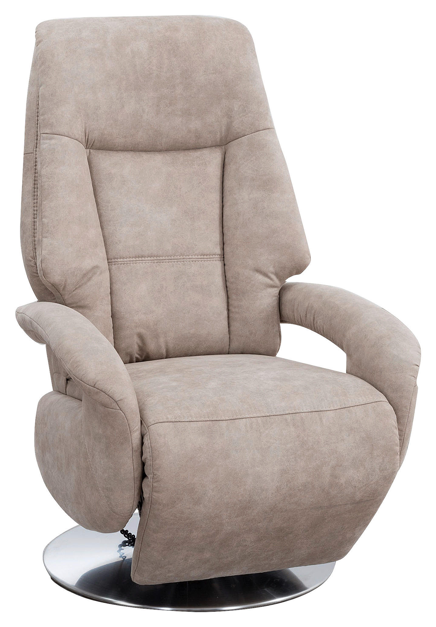 DREHSTUHL Mikrofaser Beige  - Edelstahlfarben/Beige, KONVENTIONELL, Textil/Metall (74/111/77cm) - Sit & More