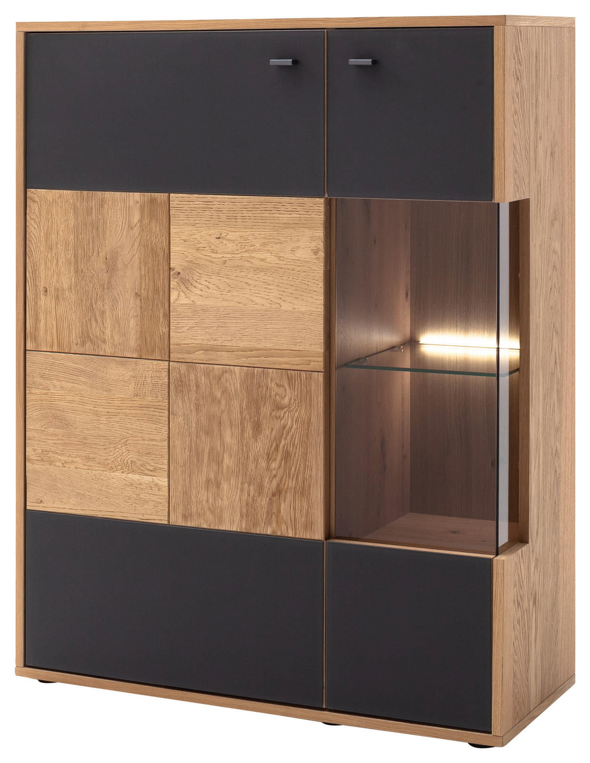 HÖG BYRÅ  i 94/120/37 cm  - ek Bianco/svart, Design, metall/trämaterial (94/120/37cm) - MID.YOU