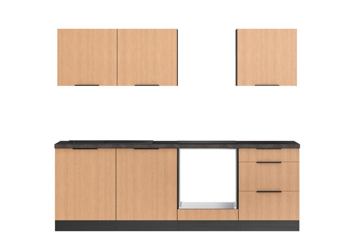KÜCHENLEERBLOCK 240 cm   in Graphitfarben, Eichefarben  - Eichefarben/Schwarz, Lifestyle, Holzwerkstoff/Metall (240cm) - Held