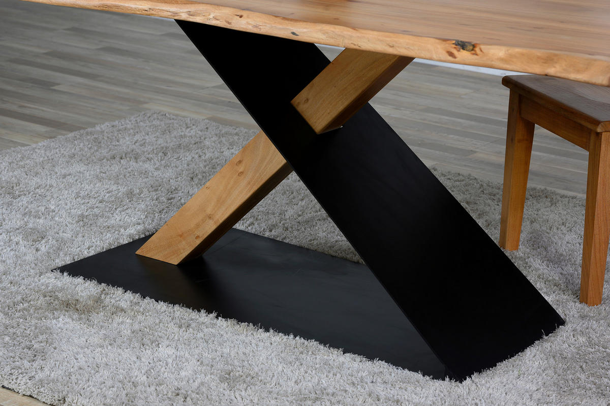 JEDÁLENSKÝ STÔL, akácia, čierna, farba akácie, 200/100/76 cm - čierna/farba akácie, Natur, kov/drevo (200/100/76cm) - Linea Natura