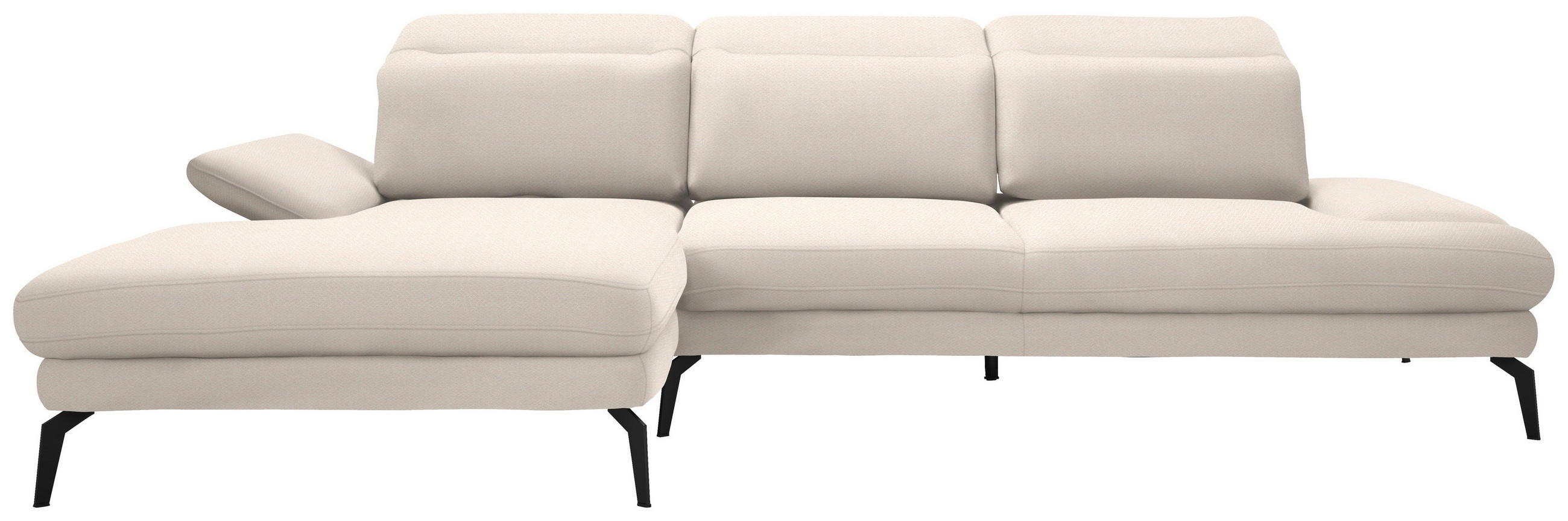 ECKSOFA Weiß Chenille  - Schwarz/Weiß, Design, Textil/Metall (180/289cm) - Stylife