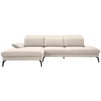 ECKSOFA in Chenille Weiss  - Weiss/Schwarz, Design, Textil/Metall (180/289cm) - Stylife