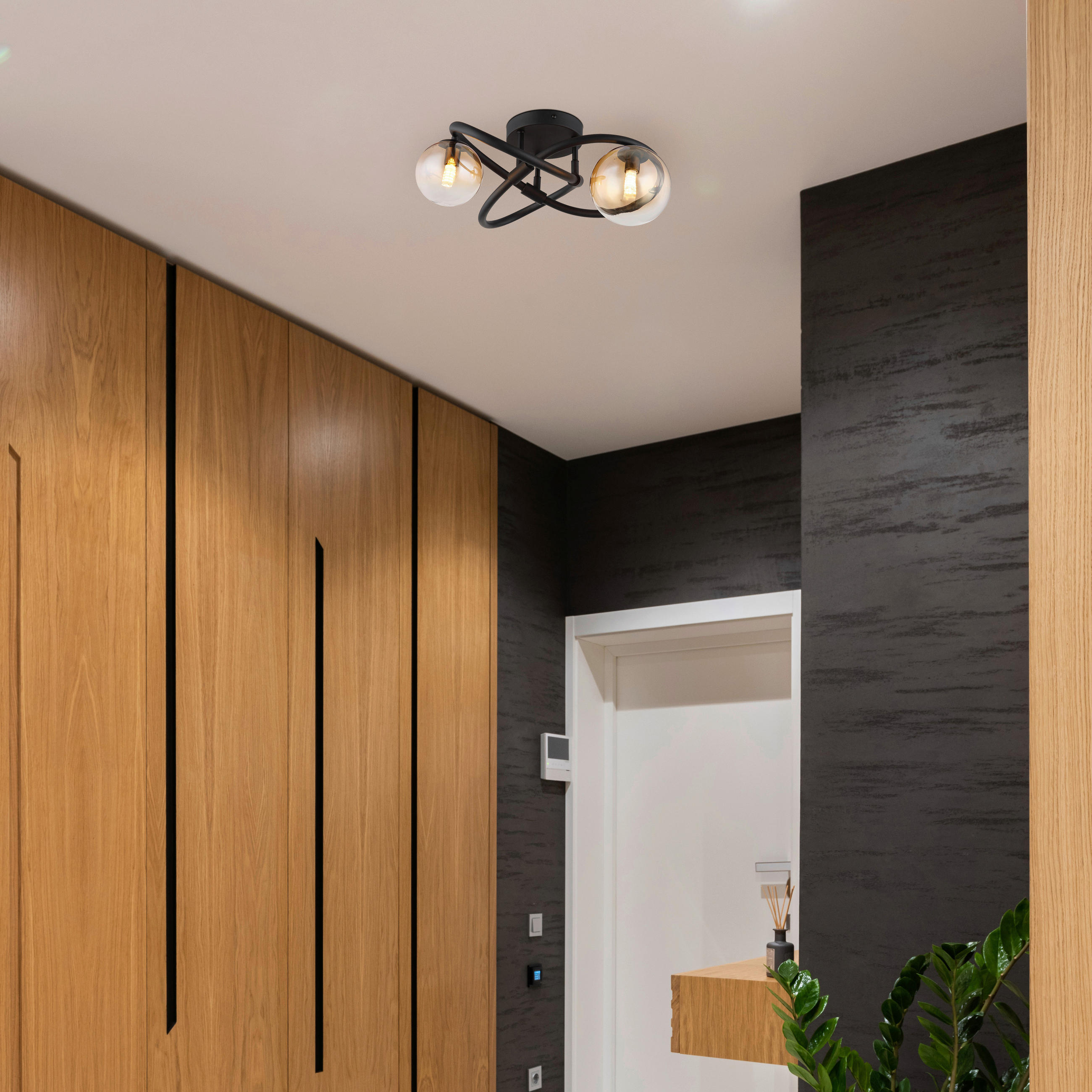 LED-DECKENLEUCHTE 41/20 cm   - Klar/Schwarz, Design, Glas/Metall (41/20cm) - Globo
