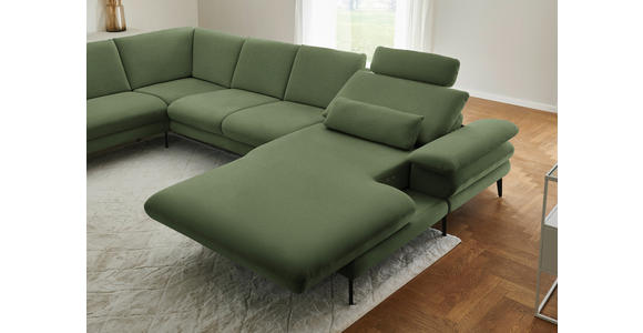 WOHNLANDSCHAFT  in Chenille, Flachgewebe Grün  - Schwarz/Grün, Design, Textil/Metall (208/344/180cm) - Dieter Knoll