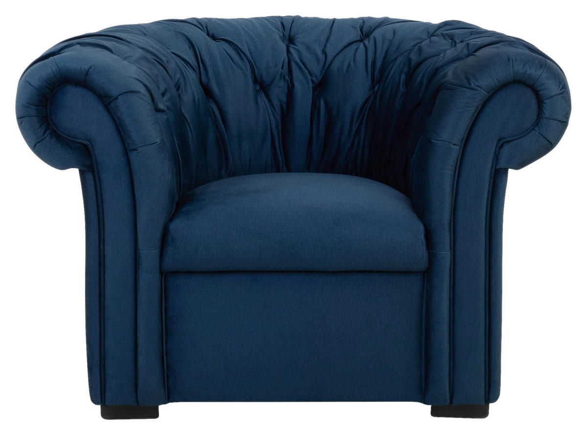 CHESTERFIELD-FOTEL - sötétkék/fekete, Design, textil/fa (114/78/91cm) - MID.YOU