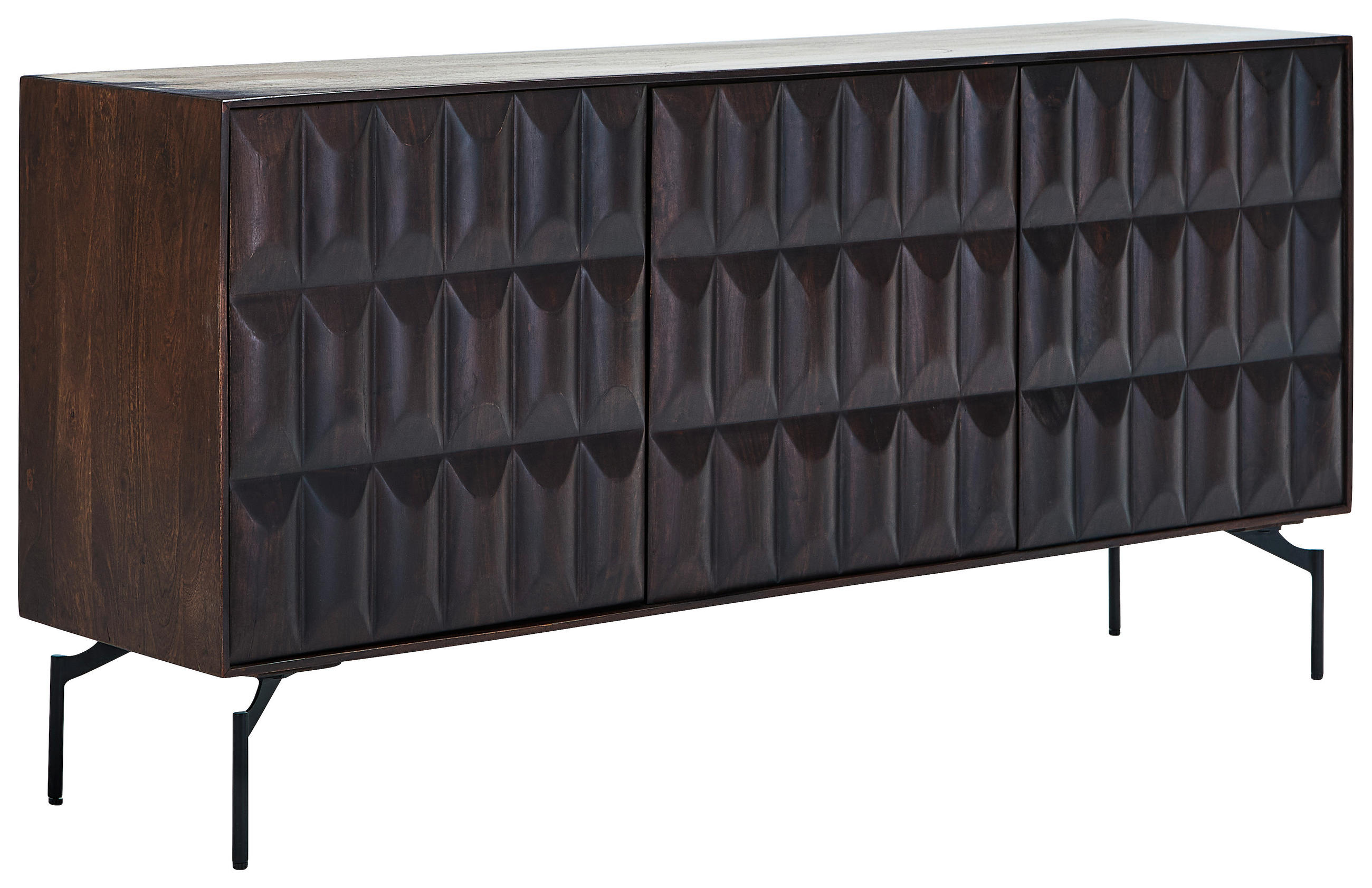 SIDEBOARD  160/76/40 cm  - Nussbaumfarben/Schwarz, KONVENTIONELL, Holz/Metall (160/76/40cm) - Livetastic