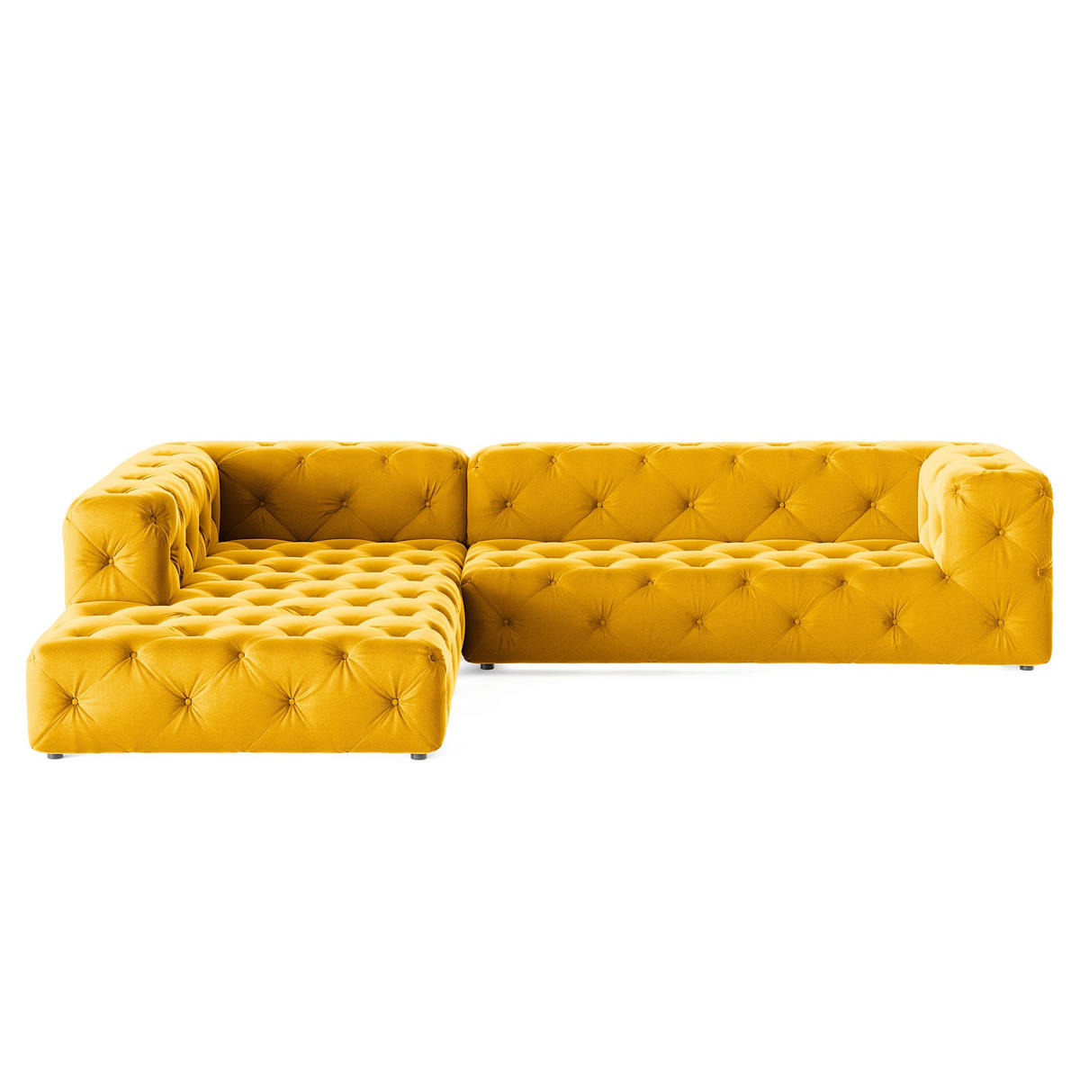 ECKSOFA Fresco Senfgelb Samt  - Senfgelb/Schwarz, Design, Kunststoff/Textil (228/325cm) - P & B