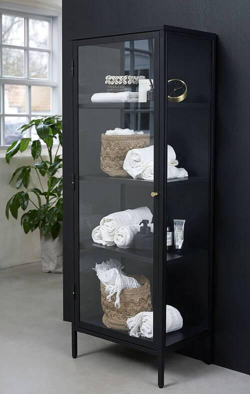 VITRINSKÅP svart 57/160/40 cm - svart/guldfärgad, Trend, metall/glas (57/160/40cm) - Xora