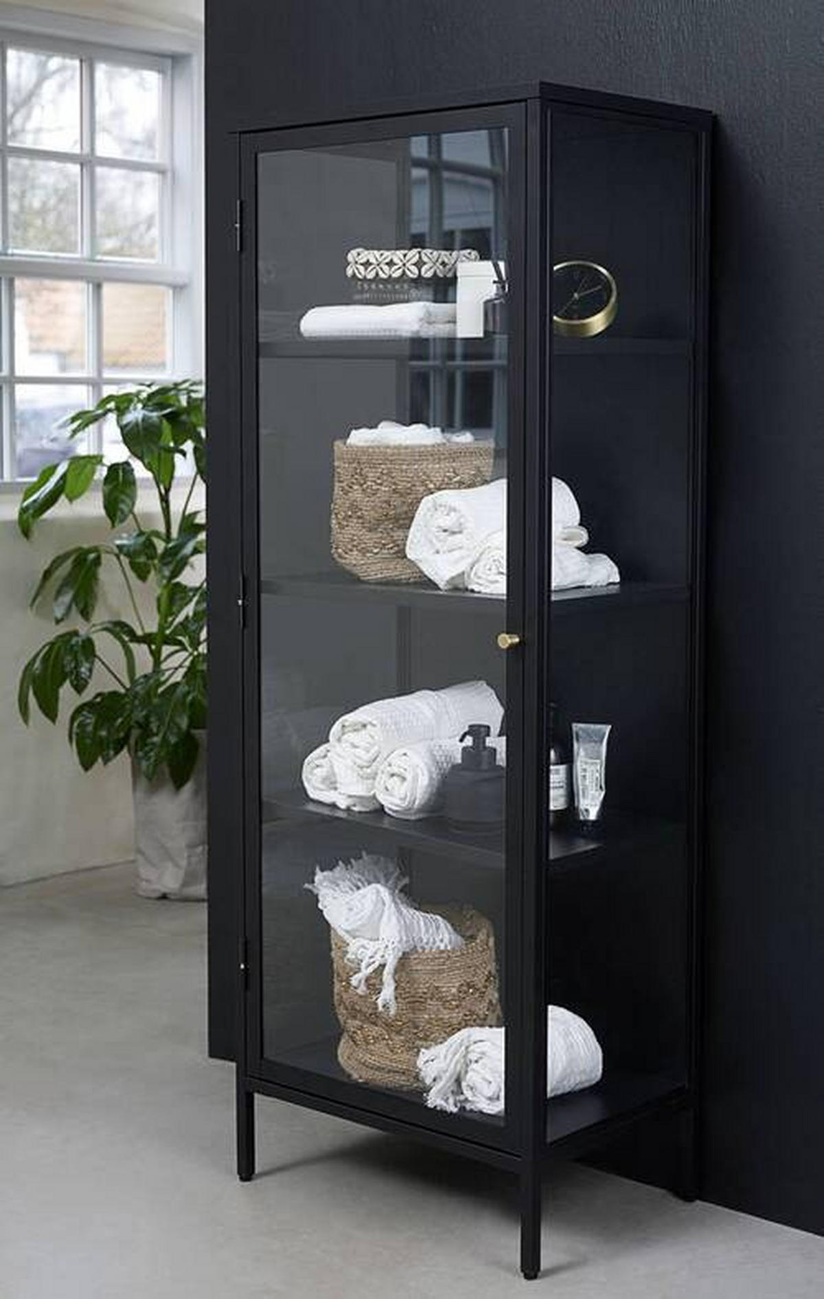 VITRINE in Schwarz  - Goldfarben/Schwarz, Trend, Glas/Metall (57/160/40cm) - Xora