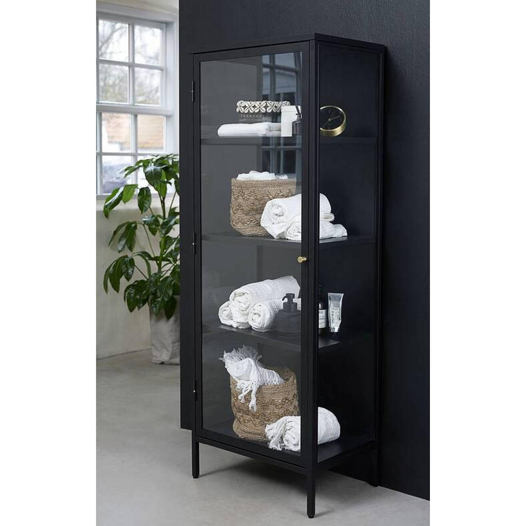 Thumbnail - Xora Vitrine, Schwarz, Metall, 3 Fächer, 57x160x40 cm, erweiterbar, Beimöbel erhältlich, stehend, Esszimmer, Vitrinen