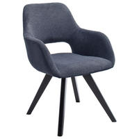 ARMLEHNSTUHL  in Flachgewebe, Mikrofaser  - Blau/Schwarz, Design, Holz/Textil (56/86/64cm) - Lomoco
