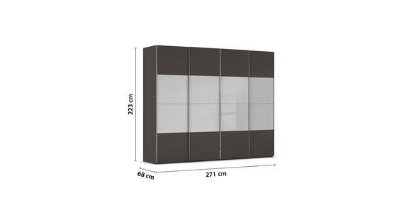 SCHWEBETÜRENSCHRANK  in Graphitfarben, Seidengrau  - Chromfarben/Seidengrau, KONVENTIONELL, Glas/Holzwerkstoff (271/223/68cm) - Novel