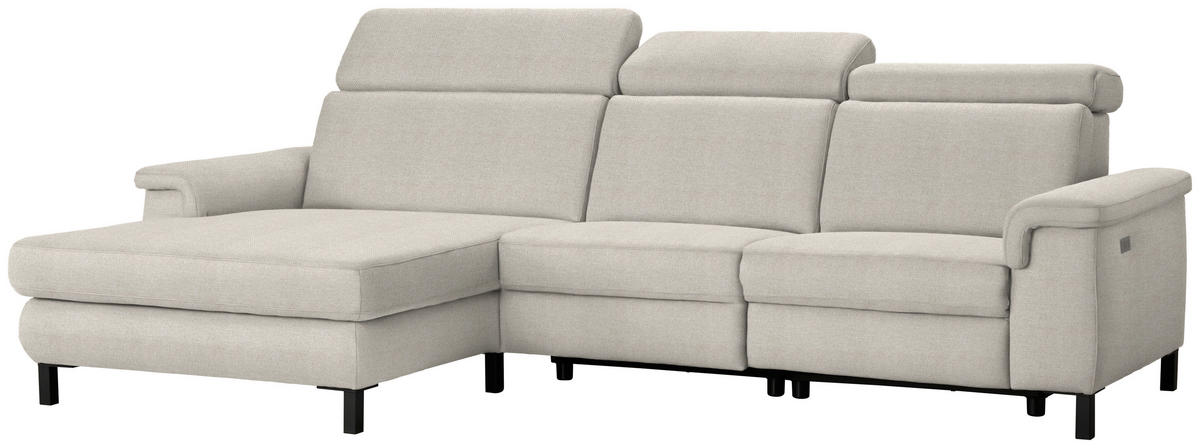 ECKSOFA in Flachgewebe Beige  - Beige/Schwarz, Konventionell, Textil/Metall (182/304cm) - Pure Home Comfort