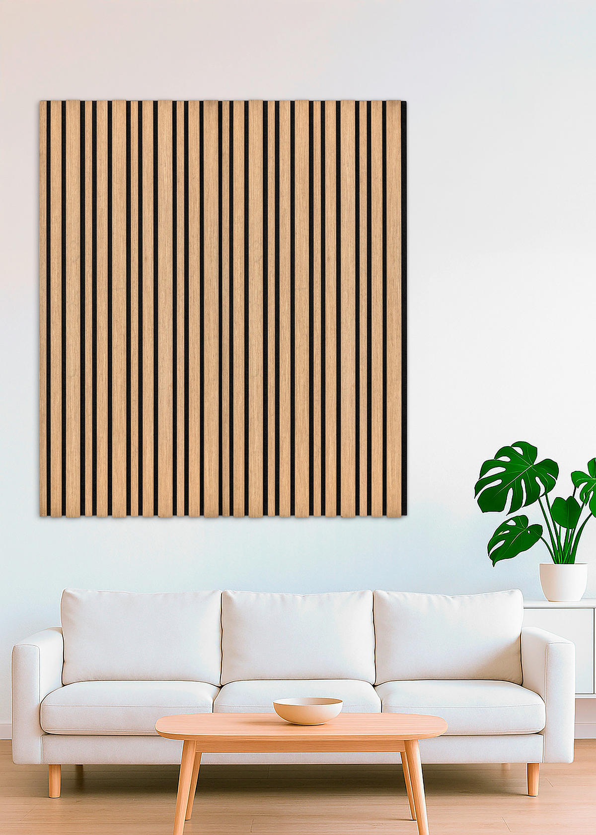 AKUSTIKPANEEL EICHE NATUR 4-er Set  - Beigebraun, MODERN, Holz (52/120cm)