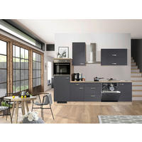 KÜCHENBLOCK 280 cm   in Grau, Eiche San Remo  - Edelstahlfarben/Eiche San Remo, MODERN, Holzwerkstoff/Metall (280cm) - FlexWell