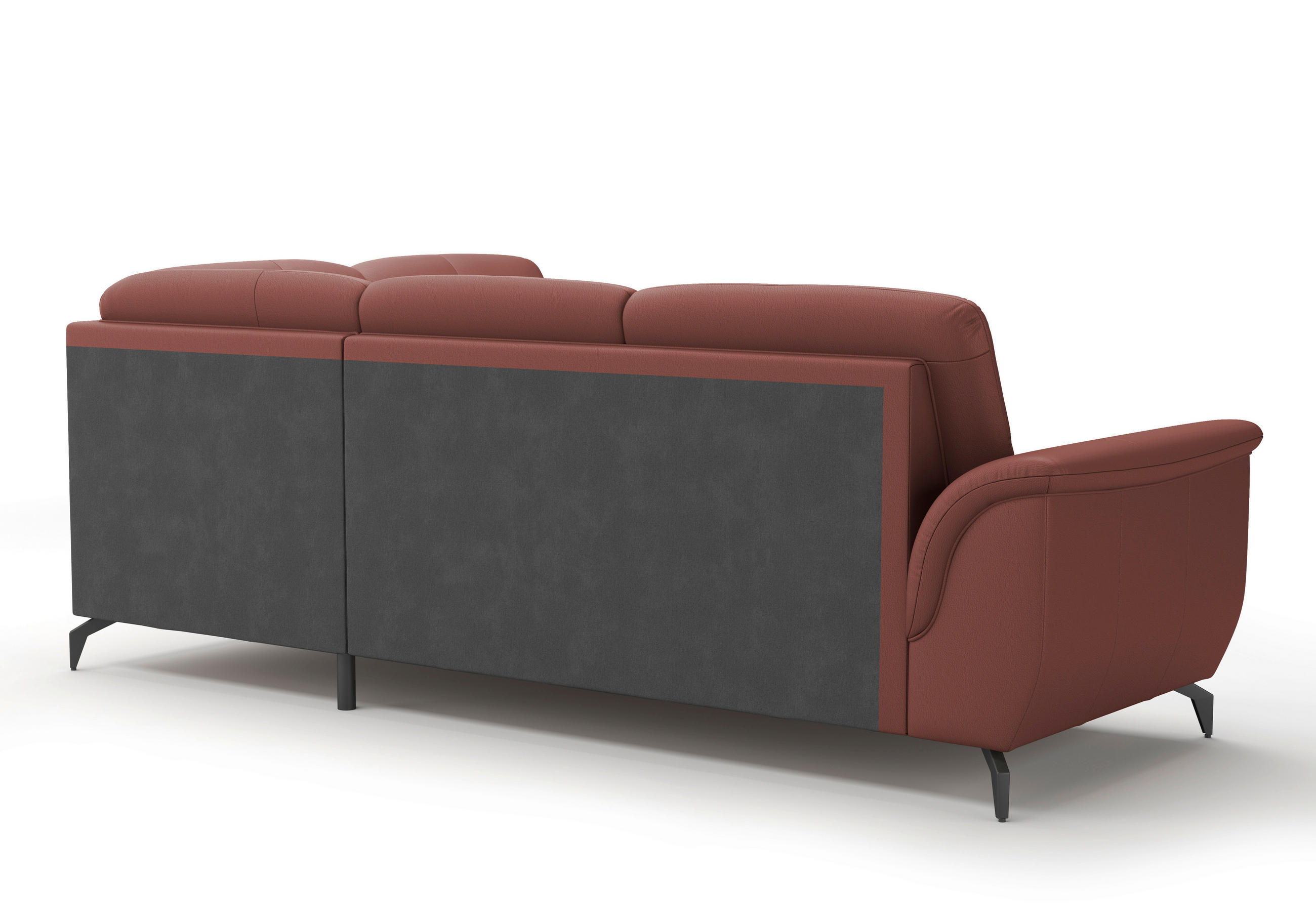 Thumbnail - Sit & More Ecksofa Zora E, Rotbraun, Textil, Leder, Kombination Echtleder/Stoff, Nappaleder, 5,5-Sitzer, Ottomane rechts...