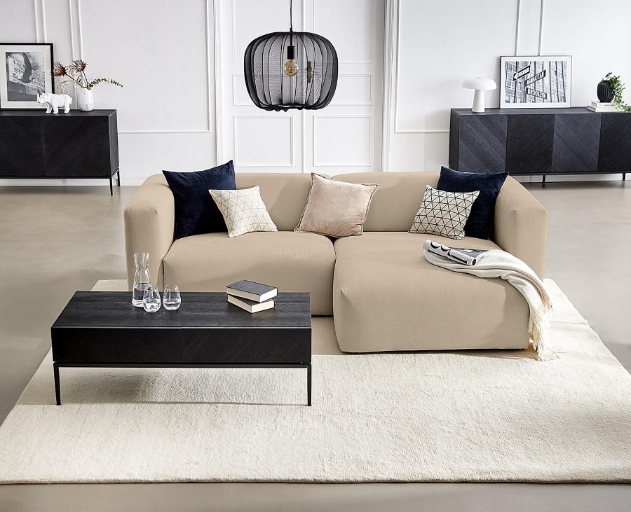 ECKSOFA in Struktur Taupe  - Taupe, Modern, Textil (255/72/160cm) - Trendmanufaktur