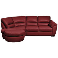 ECKSOFA Rot Kombination Echtleder/Lederlook  - Wengefarben/Rot, KONVENTIONELL, Leder/Holz (194/273cm) - Livetastic