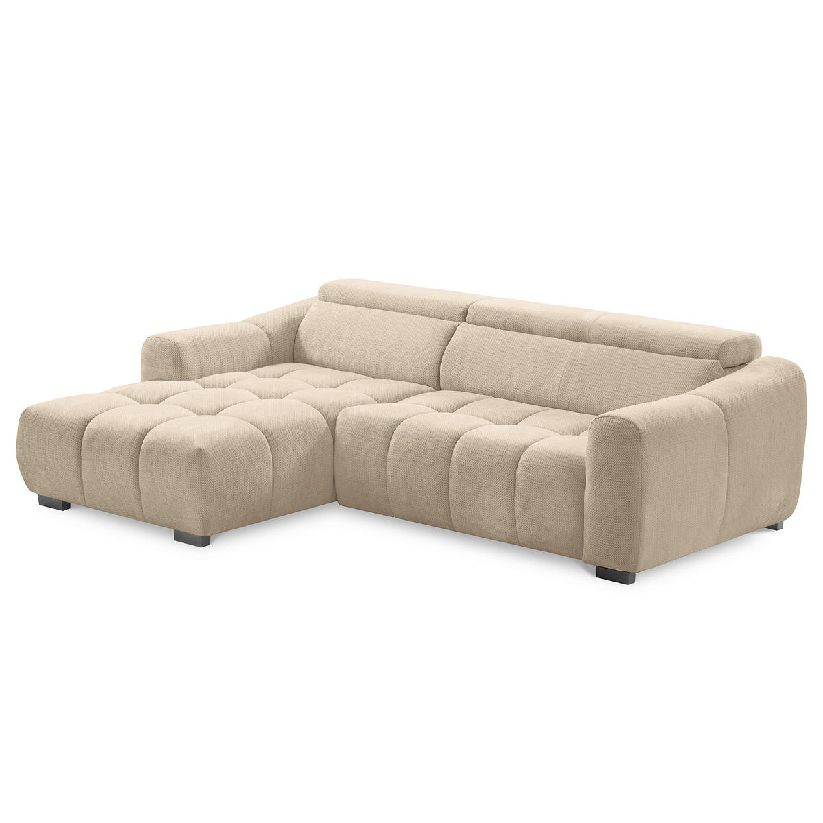 ECKSOFA  Webstoff Beige  - Beige/Schwarz, Design, Kunststoff/Textil (177/274cm) - Livetastic