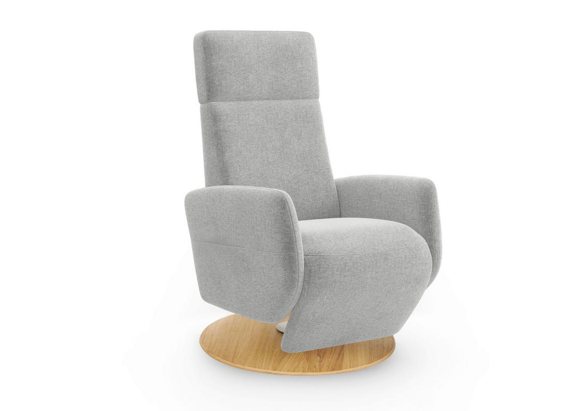 RELAXSESSEL in Textil Hellgrau  - Eichefarben/Hellgrau, KONVENTIONELL, Holz/Textil (71/110/82cm) - Sit & More