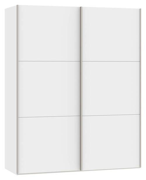 SCHWEBETÜRENSCHRANK  in Weiß  - Edelstahlfarben/Weiß, Design, Holzwerkstoff (152/195/65cm) - Carryhome
