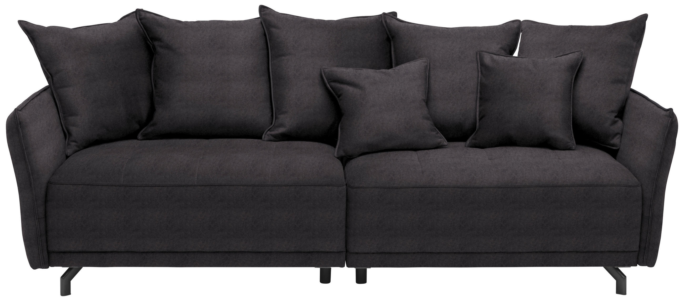 BIGSOFA in Velours Braun  - Schwarz/Braun, Design, Textil/Metall (226/91/103cm) - Carryhome