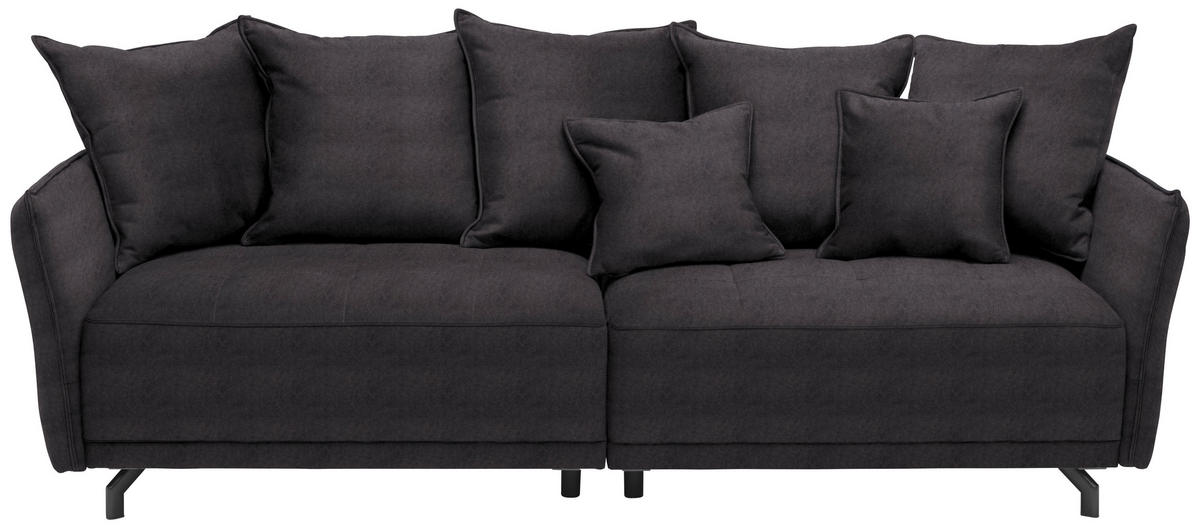 BIGSOFA in Velours Braun  - Schwarz/Braun, Design, Textil/Metall (226/91/103cm) - Carryhome