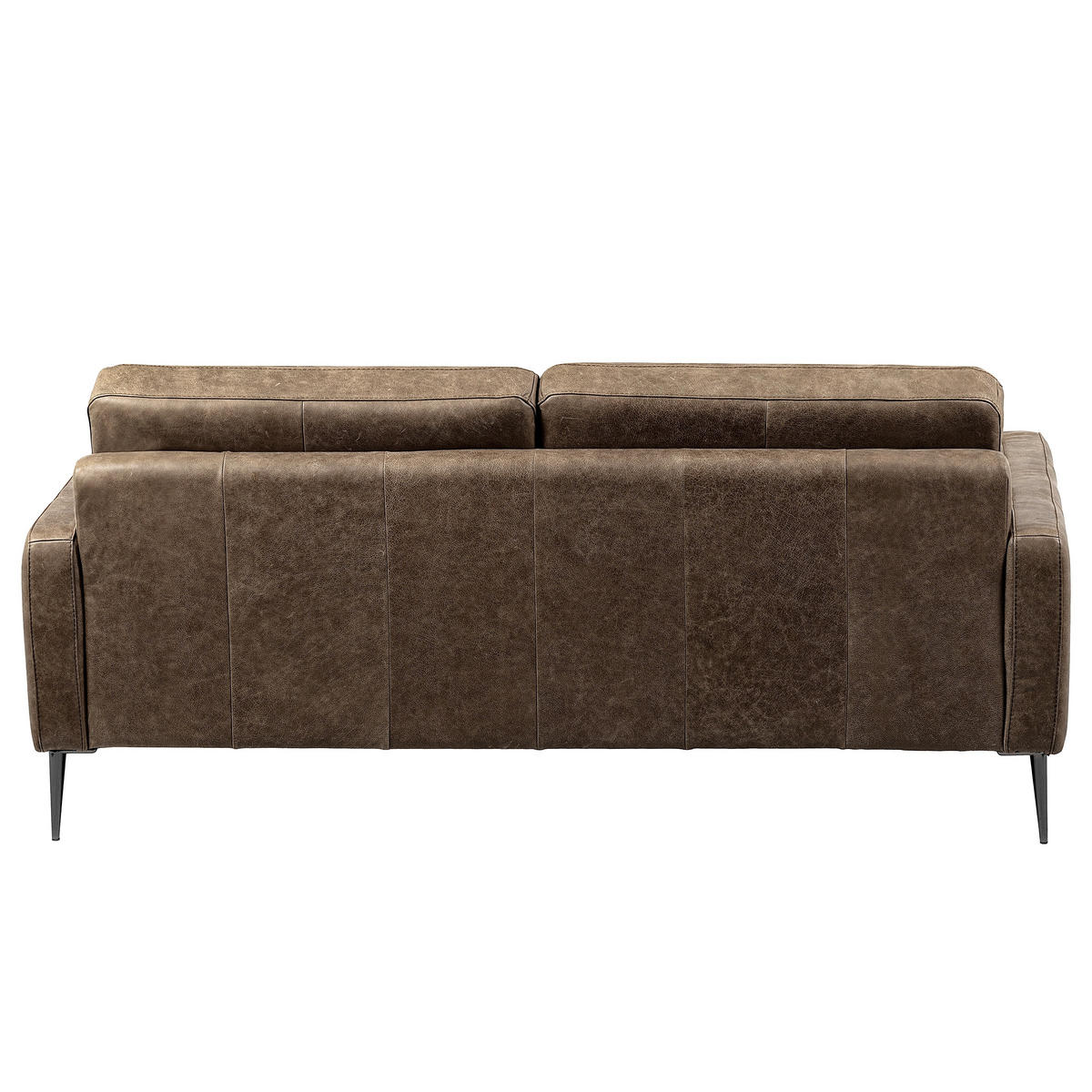 2-SITZER-SOFA SPRING in Lederlook Echtleder Graubraun  - Graubraun/Schwarzchrom, Design, Leder/Textil (157/85/92cm) - Livetastic