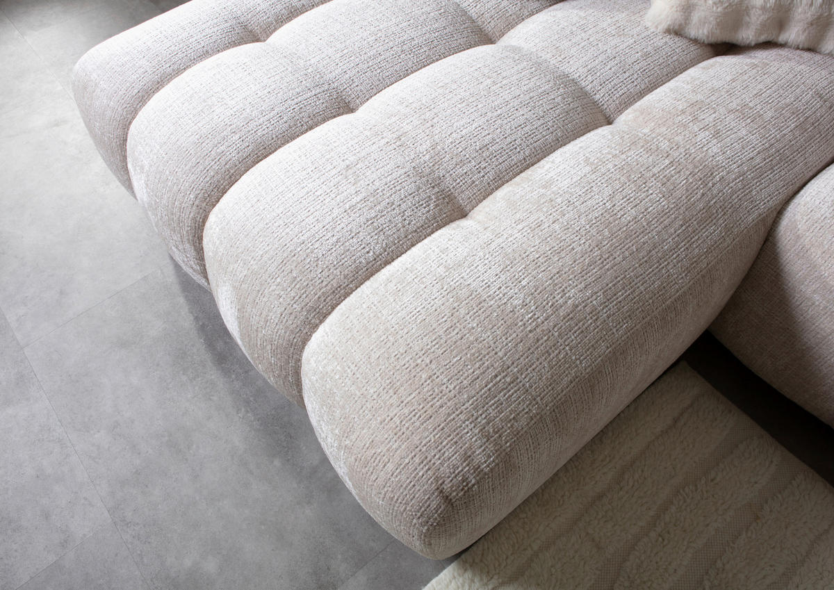 ECKSOFA Chenille Creme  - Creme/Schwarz, Konventionell, Kunststoff/Textil (172/272cm) - Carryhome