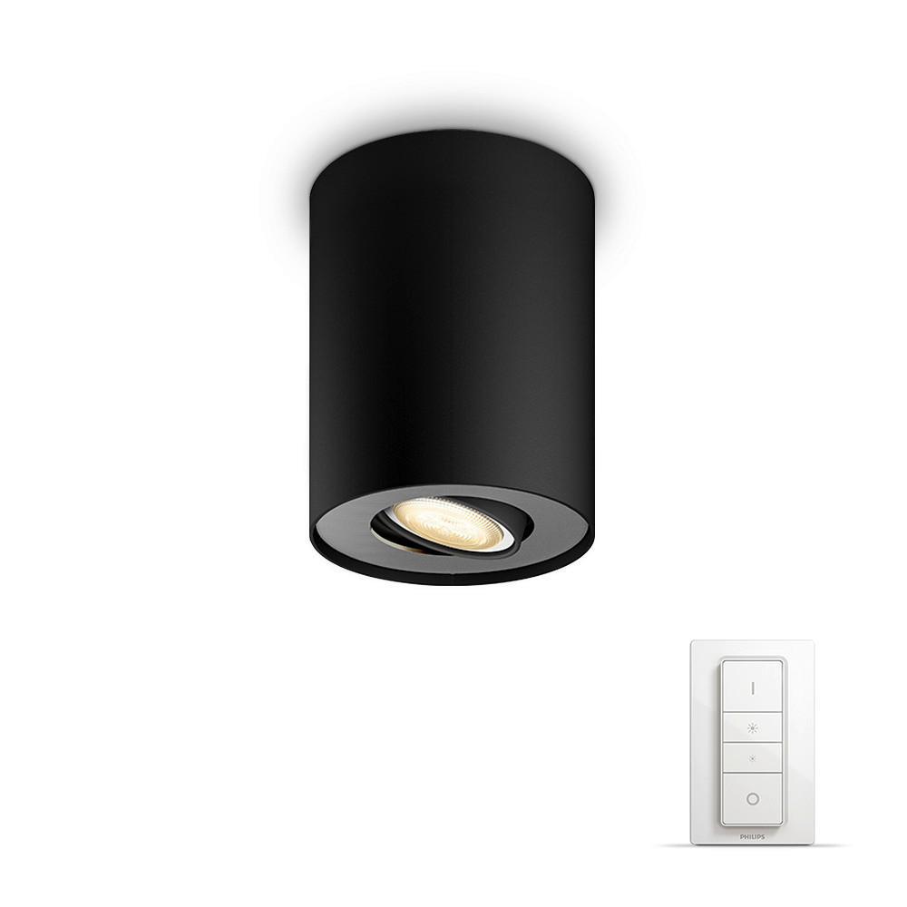 LED-DECKENLEUCHTE White Ambiance Pillar mit Fernbedienung 10,3/12 cm   - Schwarz, Basics, Metall (10,3/12cm) - Philips HUE