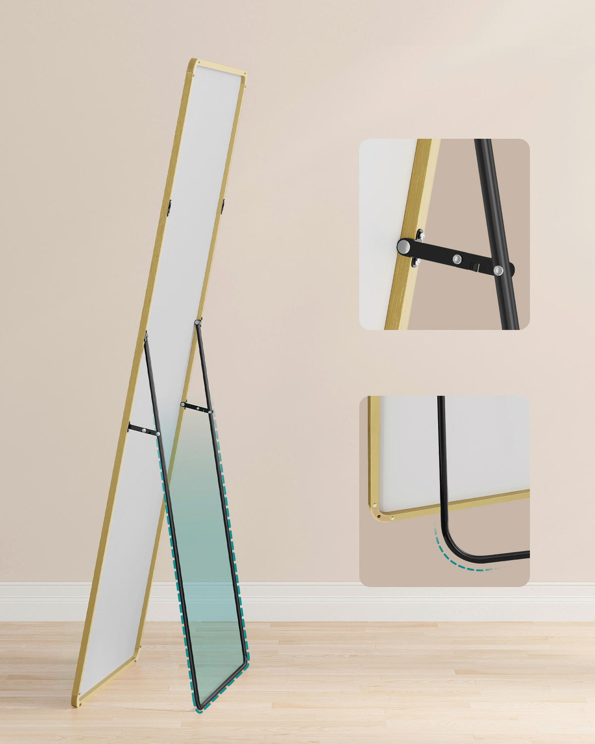 STANDSPIEGEL 60/165/33 cm  - Goldfarben, Trend, Glas/Metall (60/165/33cm) - Boxxx