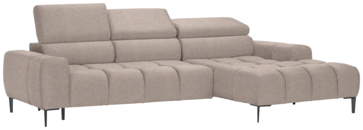 ECKSOFA in Webstoff Beige  - Beige/Schwarz, Design, Textil/Metall (270/177cm) - Welnova