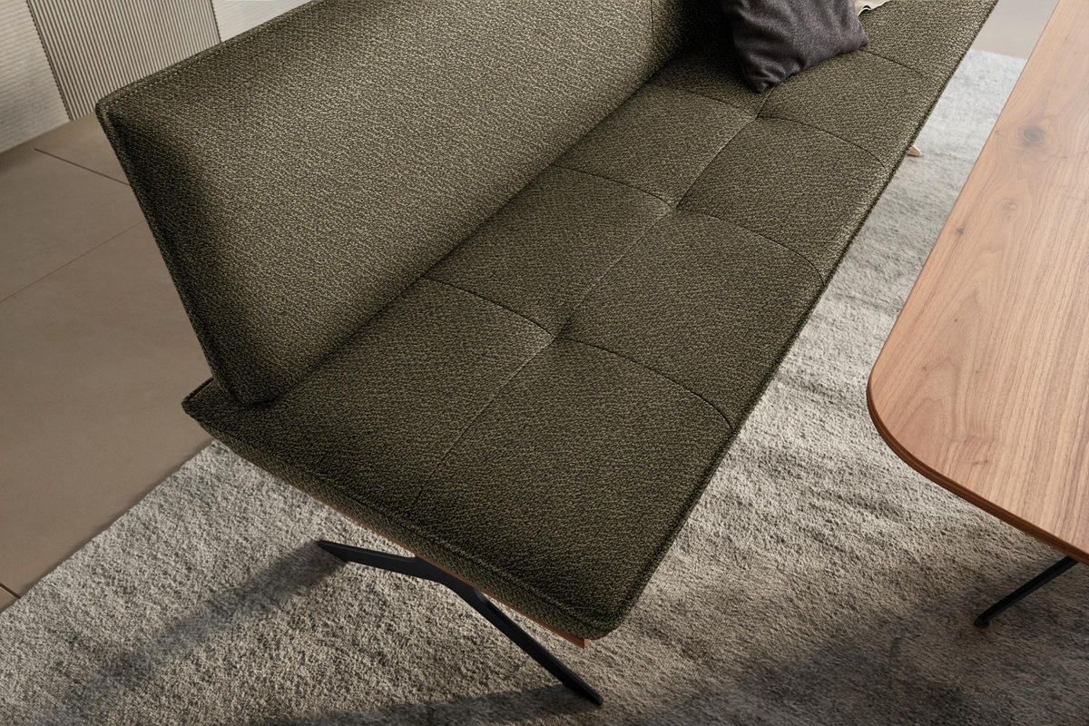 SITZBANK in Holz, Textil Schwarz, Nussbaumfarben, Olivgrün  - Nussbaumfarben/Schwarz, Design, Holz/Textil (214/88/66cm) - Koinor