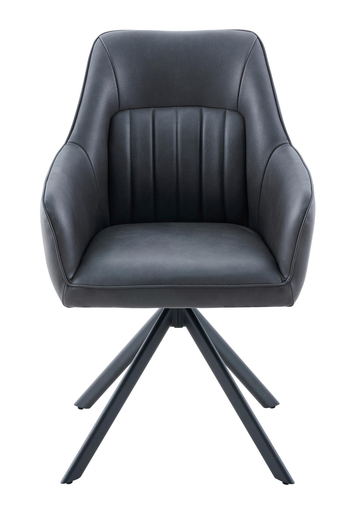 ARMLEHNSTUHL-SET 2 Stück erweiterbar, inklusive Armlehnen Lederlook  - Anthrazit/Schwarz, MODERN, Textil/Metall (62/92/67cm) - MID.YOU