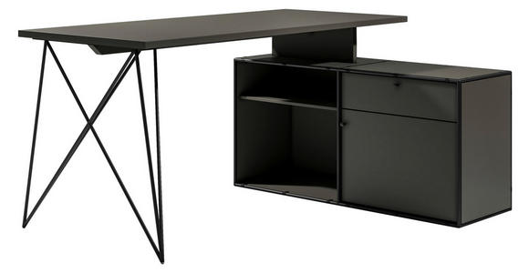ECKSCHREIBTISCH 160/115/75 cm in Anthrazit, Schwarz - Anthrazit/Schwarz, Design, Holzwerkstoff/Metall (160/115/75cm) - Novel