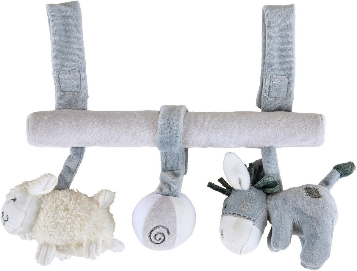 UTAZÓ JÁTÉK BABAHORDOZÓRA  - krém/fehér, Basics, textil (28cm) - Patinio