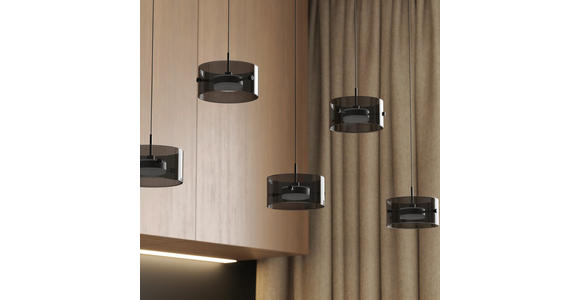 LED-HÄNGELEUCHTE 128/16/150 cm  - Schwarz, Design, Glas/Kunststoff (128/16/150cm) - Novel