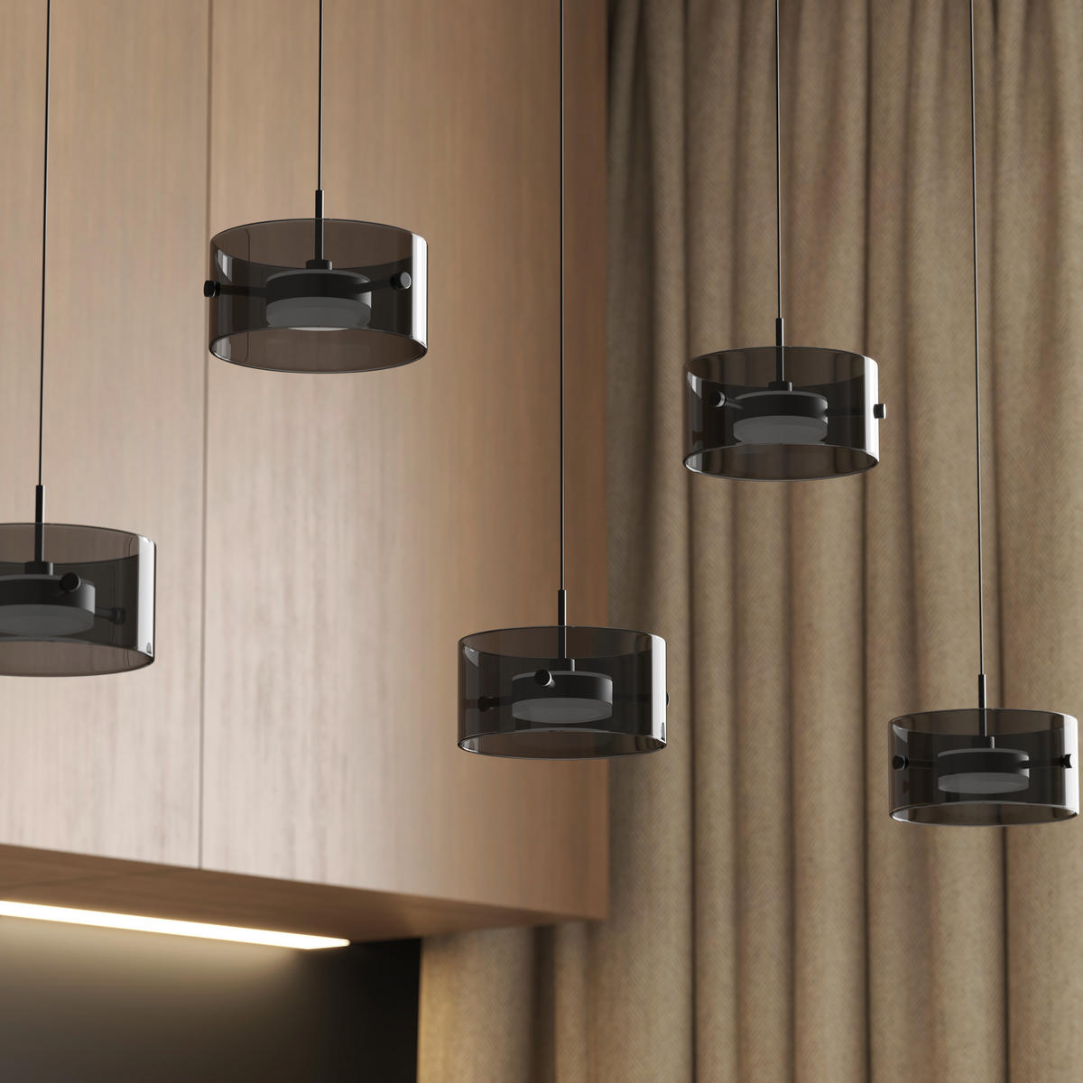 LED-HÄNGELEUCHTE 128/16/150 cm  - Schwarz, Design, Glas/Kunststoff (128/16/150cm) - Novel