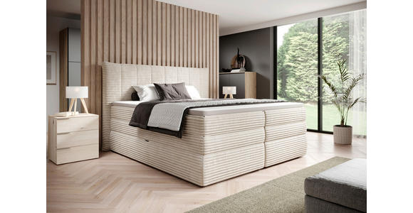 BOXSPRINGBETT 180/200 cm in Beige - Beige/Schwarz, Design, Kunststoff/Textil (180/200cm) - Esposa