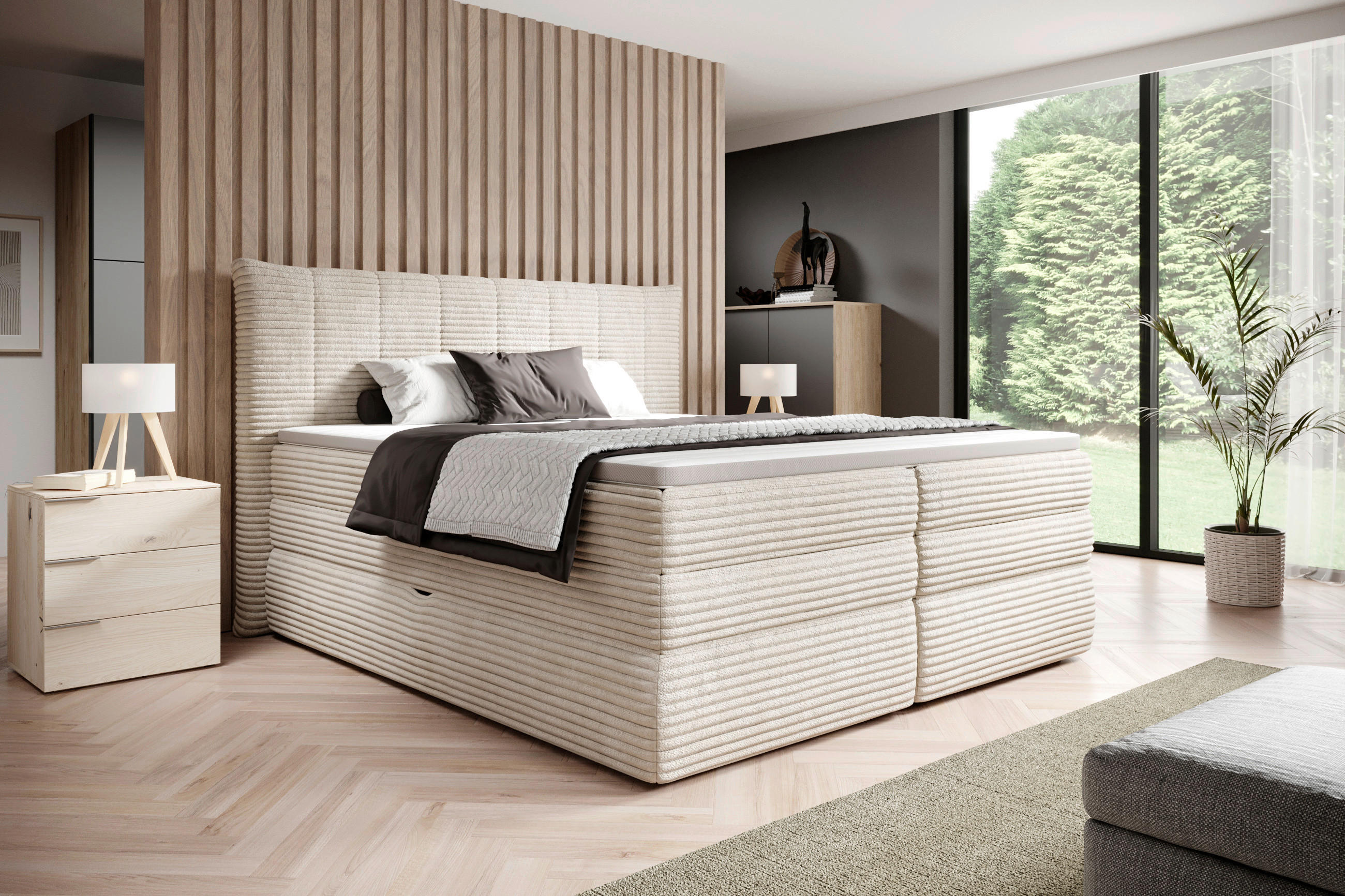 BOXSPRINGOVÁ POSTEĽ, 180/200 cm,  - čierna, Modern, textil/plast (180/200cm) - Esposa