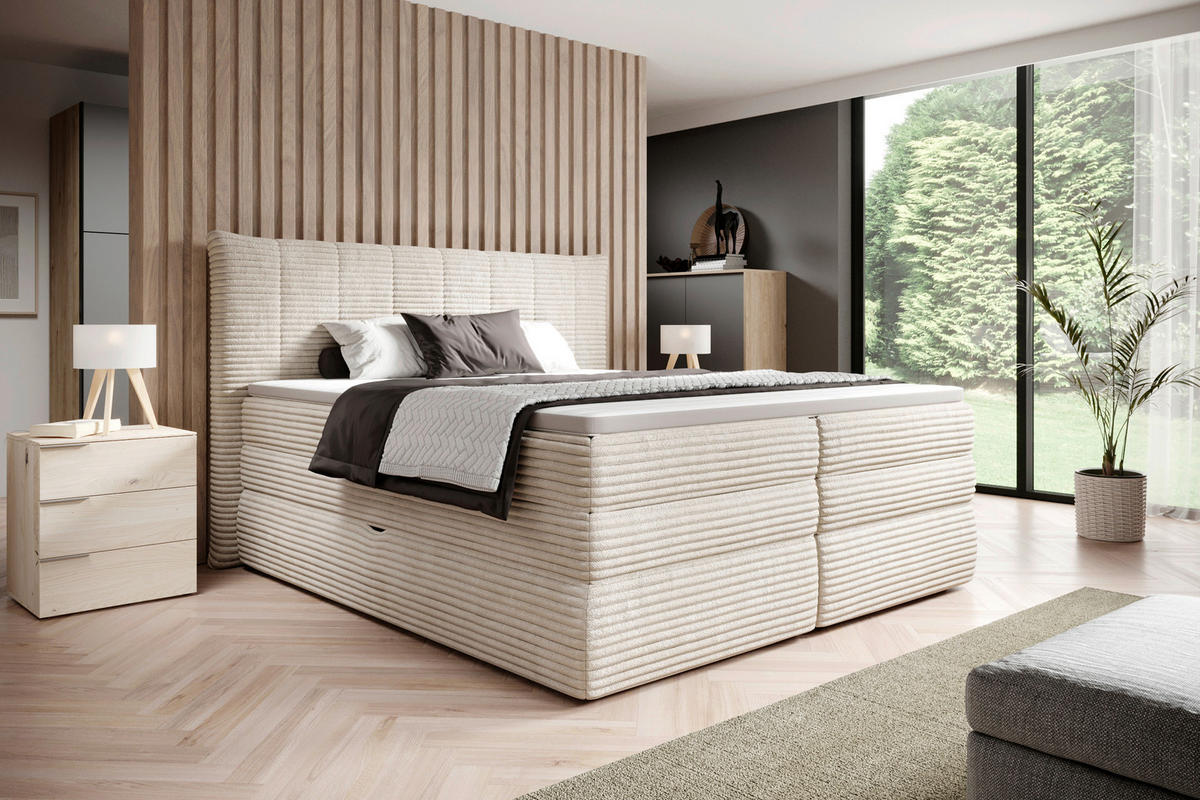 BOXSPRINGOVÁ POSTEĽ, 180/200 cm,  - čierna, Modern, textil/plast (180/200cm) - Esposa