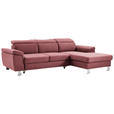 ECKSOFA inkl. Funktionen Hellrot Webstoff  - Hellrot/Silberfarben, Design, Textil/Metall (250/167cm) - Xora