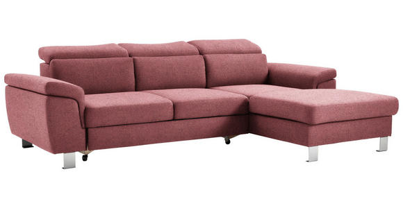 ECKSOFA inkl. Funktionen Hellrot Webstoff - Hellrot/Silberfarben, Design, Textil/Metall (250/167cm) - Xora