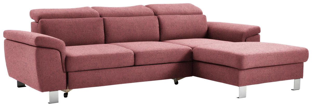 ECKSOFA in Webstoff Hellrot  - Hellrot/Silberfarben, Design, Textil/Metall (250/167cm) - Xora