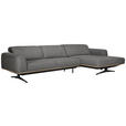 ECKSOFA in Struktur Dunkelgrau  - Eichefarben/Dunkelgrau, Design, Holz/Textil (305/163cm) - Novel