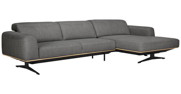 ECKSOFA in Struktur Dunkelgrau  - Eichefarben/Dunkelgrau, Design, Holz/Textil (305/163cm) - Novel