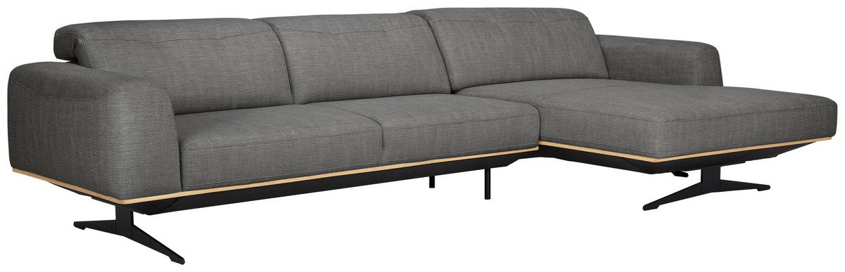ECKSOFA in Struktur Dunkelgrau  305/163 cm  - Eichefarben/Dunkelgrau, Design, Holz/Textil (305/163cm) - Novel