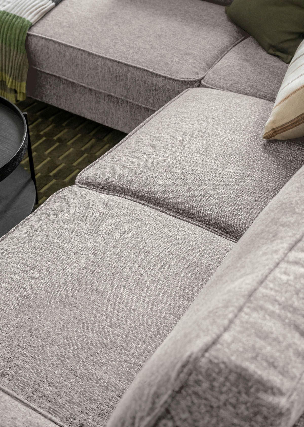 ECKSOFA in Struktur Grau  - Schwarz/Grau, Holz/Textil (198/233cm) - MID.YOU