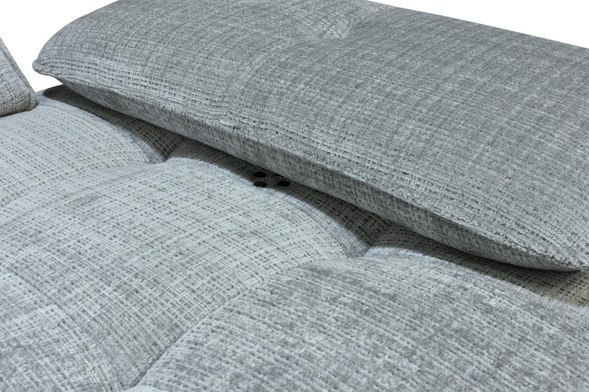 ECKSOFA Hellgrau Chenille  - Hellgrau/Schwarz, Design, Kunststoff/Textil (162/314cm) - Livetastic
